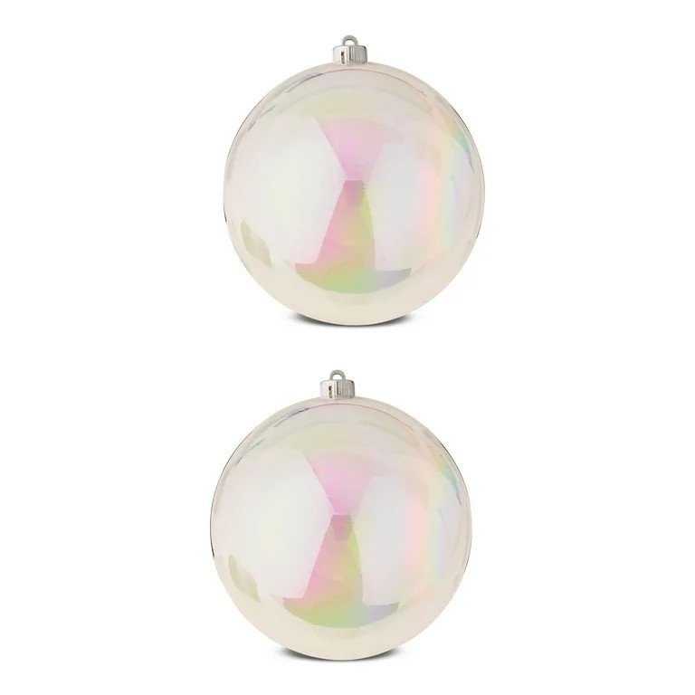 2-Count Iridescent Clear Jumbo Shatterproof Christmas Ornaments, 7.87 in, by Holiday Time | Walmart (US)
