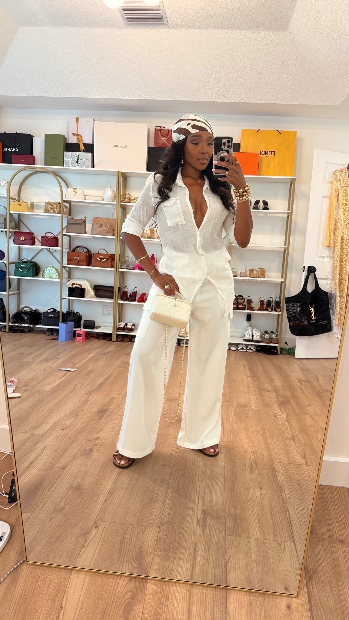 Scroll to shop this elevated all-white summer look 🤍  

Lightweight button-down paired with flowy wide-leg trousers creates that effortless, polished vibe that always works. Styled with neutral accessories for a clean, luxe finish—this is one of those outfits you can wear on repeat and the cost per wear drops fast.

Perfect for brunch, vacation days, casual chic outings, and warm-weather events.

📏 Measurements: 5’4”, 140 lbs, 34D bust, 27” waist, 40” hips

Follow me on Instagram and YouTube @kirasfashionfinds
