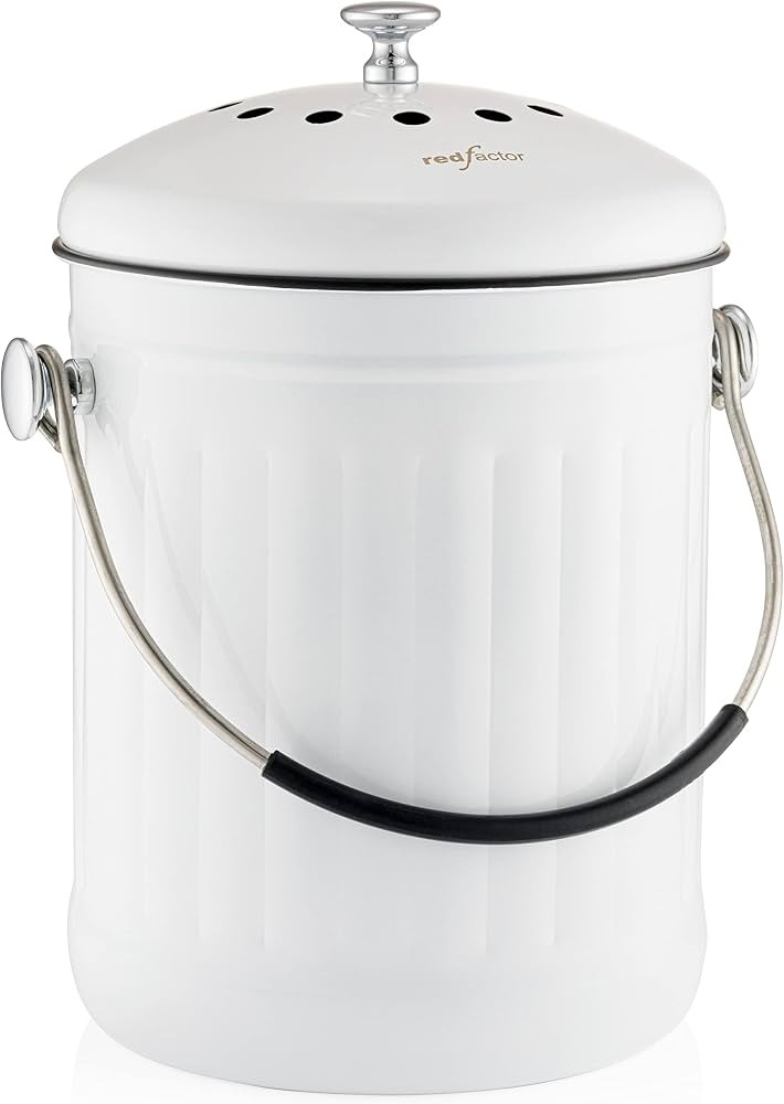 RED FACTOR Premium Compost Bin for Kitchen Countertop - Stainless Steel Food Waste Bucket with In... | Amazon (US)