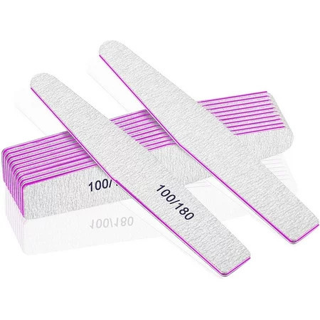Professional Nail Files Emery Board Nail File for Natural Nails 100/180 Grit Nail Files for Acrylic Nails 12pcs Fine Grit Nail File Manicure Tools Coarse Fingernail Files (100/180 Grit) | Walmart (US)