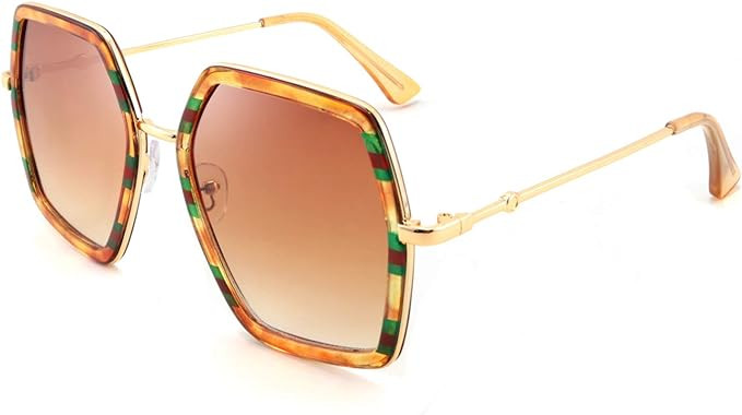 FEISEDY Women Large Hexagon Inspired Sunglasses Fashion Irregular Design Style Geometric B2503 | Amazon (US)