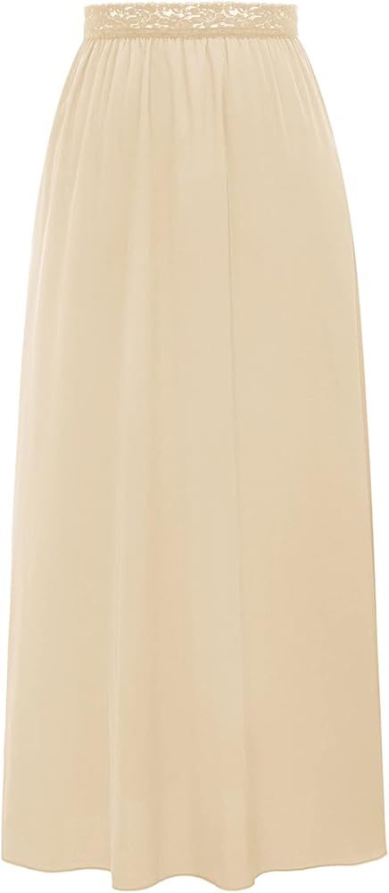 Kate Kasin Half Slips for Women Anti-Static Satin Underskirt Full Length Nude Skirt Lace Trim Sho... | Amazon (US)