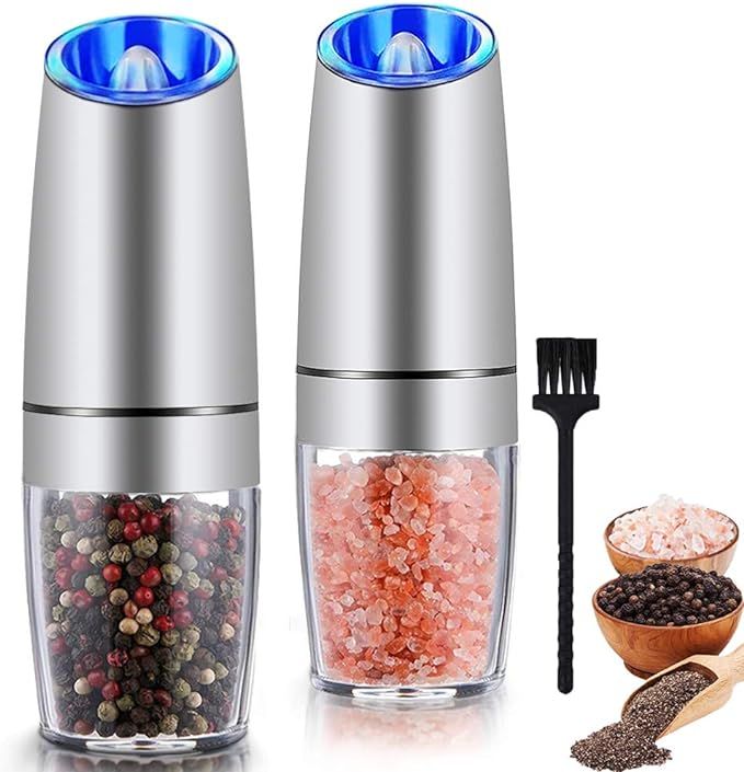 Gravity Electric Salt and Pepper Grinder Set, Automatic Pepper and Salt Mill Grinder,Battery-Oper... | Amazon (US)