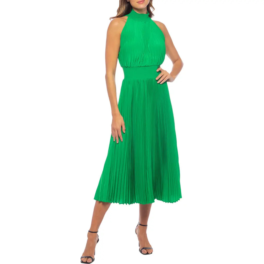 Marina Pleated Midi Dress in Kelly Green at Nordstrom Rack, Size 4 | Nordstrom Rack
