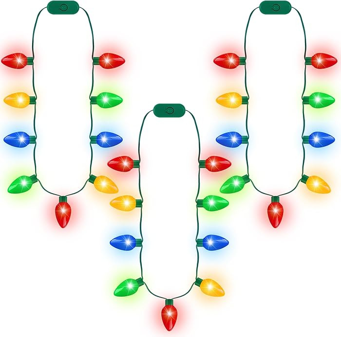 Blowata Christmas Light Necklace, 3PCS Christmas Necklace with 3 Flash Modes, Colorful Xmas Light... | Amazon (US)