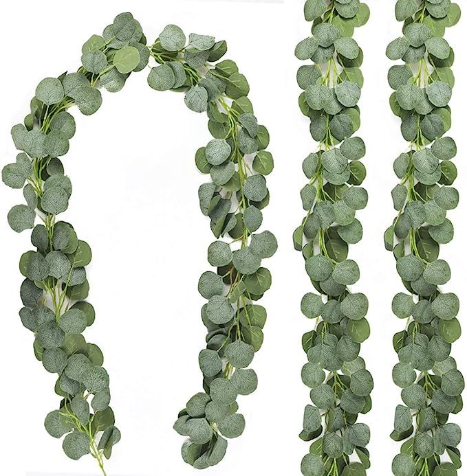 CEWOR 3 Packs Artificial Eucalyptus Leaves Garland Artificial Vines Faux Silver Dollar Greenery E... | Amazon (US)