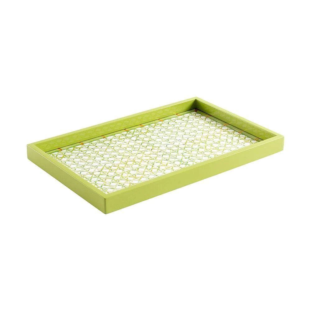 Trellis Lacquer Vanity Tray in Green | Over The Moon