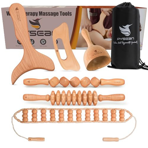 PYSEAN 6 in 1 Wood Therapy Massage Tool Set for Body Sculpting Massage, Lymphatic Drainage and Muscle Pain Relief, Cellulite Sculpting Multi-Functional Massager | Amazon (US)
