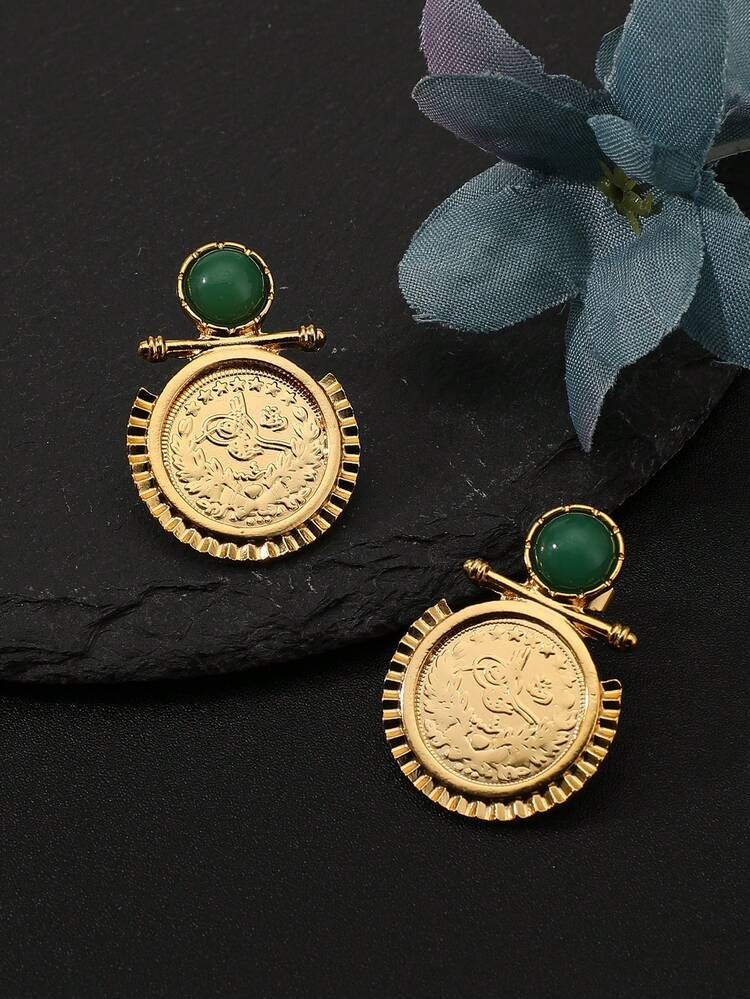 1pair gold coin earrings  | SHEIN