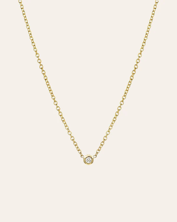 Mini Bezel Diamond Necklace | Zoe Lev Jewelry