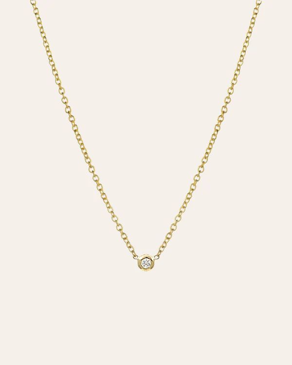 Mini Bezel Diamond Necklace | Zoe Lev Jewelry