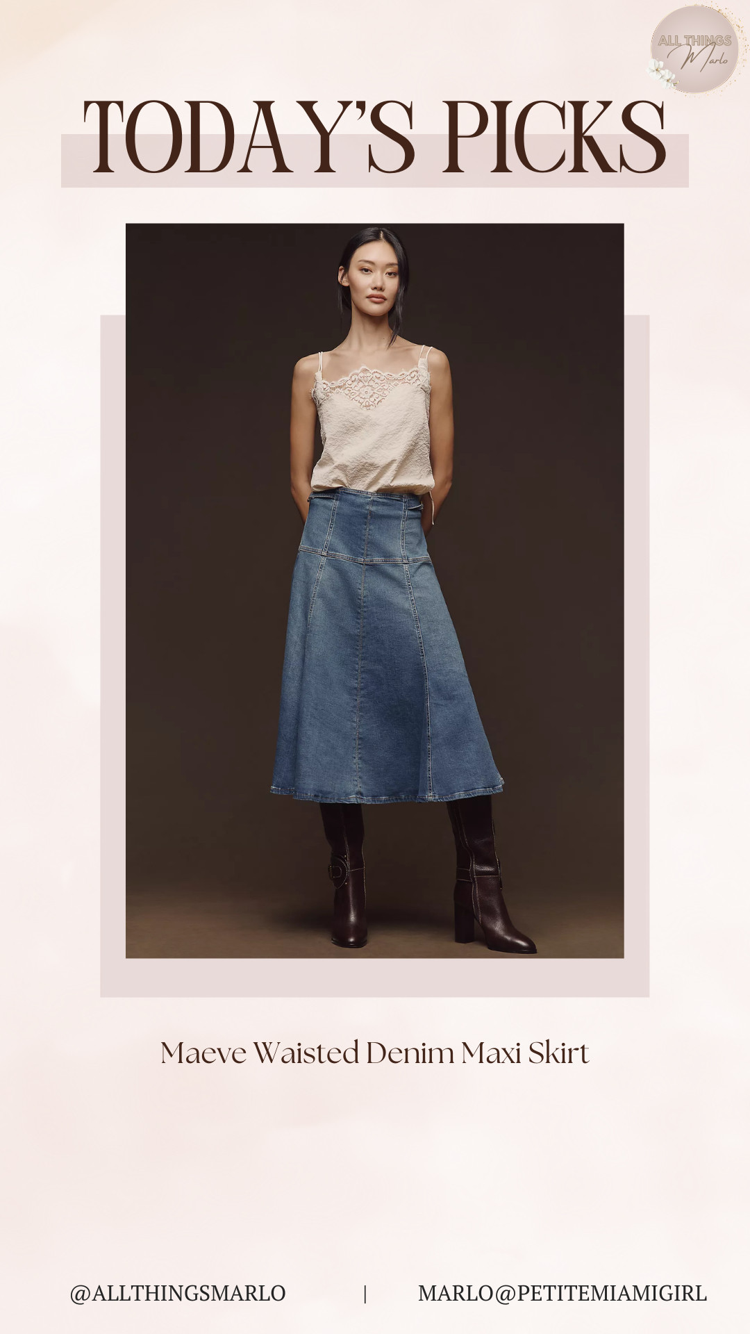 Maeve Waisted Denim Maxi Skirt 

 #LTKSeasonal #LTKWorkwear #LTKTravel