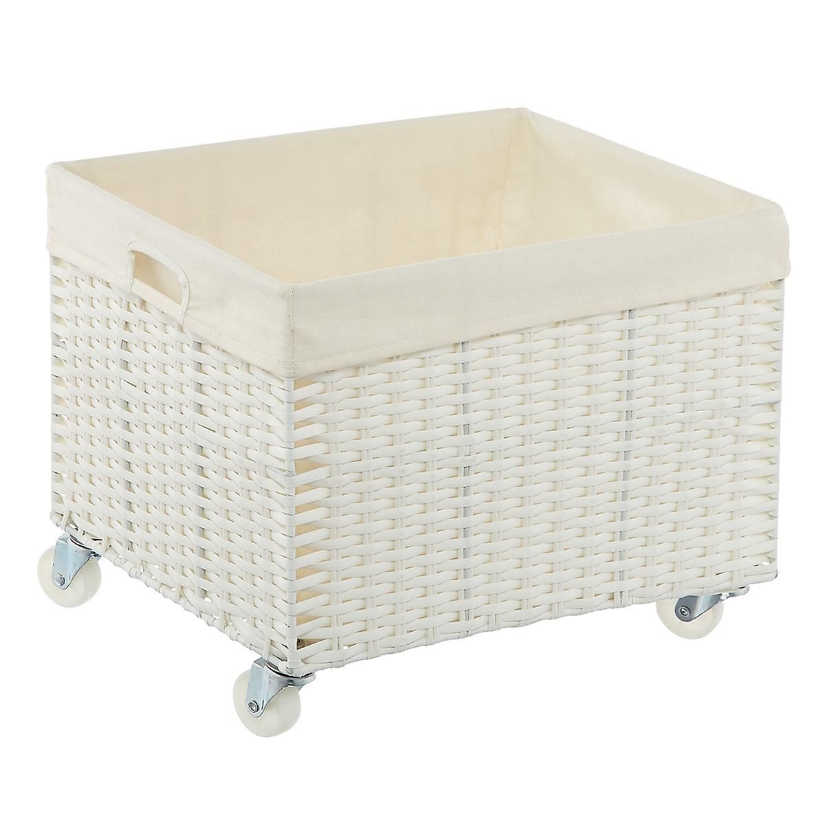 White Montauk Rolling Laundry Carts | The Container Store