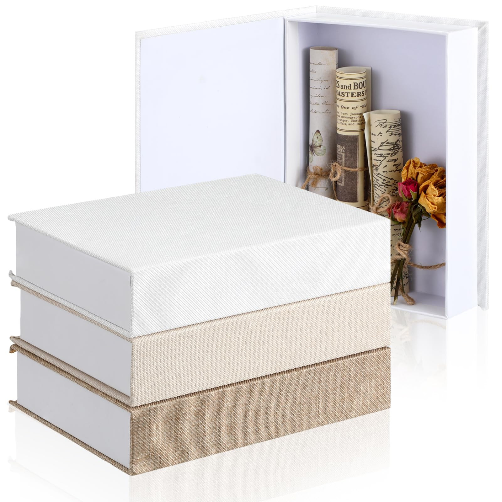 3 Pcs Faux Books for Decorative Modern Book Boxes Decorative Linen Coffee Table Book for DIY Craf... | Amazon (US)