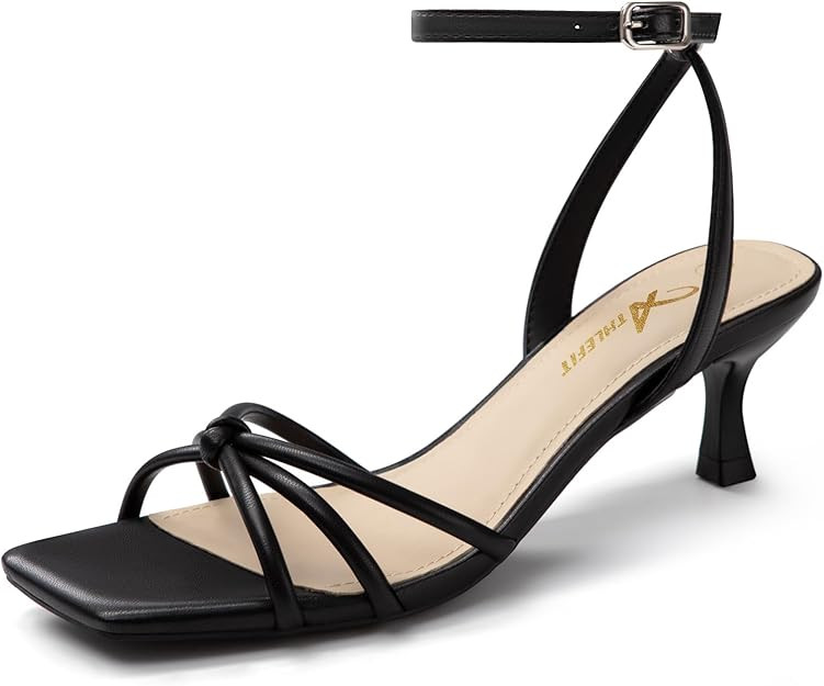 Athlefit Kitten Heels for Women Square Open Toe Strappy Low Heels Ankle Strap Dress Heeled Sandal... | Amazon (US)