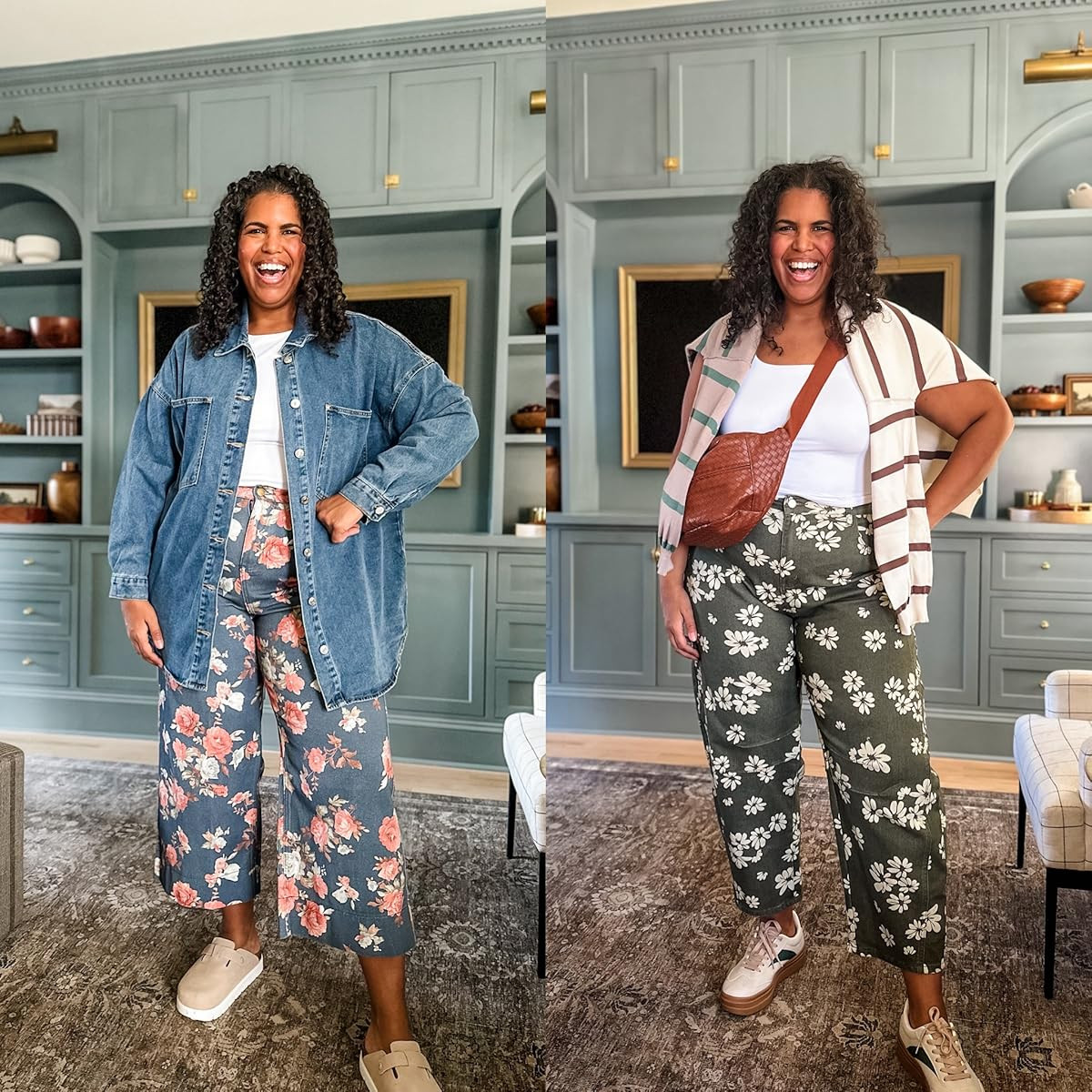 Just had to share these cozy floral pants! Wearing size xxl in everything shown. Perfect for a casual day out. Paired with my comfy sneakers, I'm all set. #amazonfashion #cozystyle 

 #LTKootd #LTKOver40 #LTKPlusSize