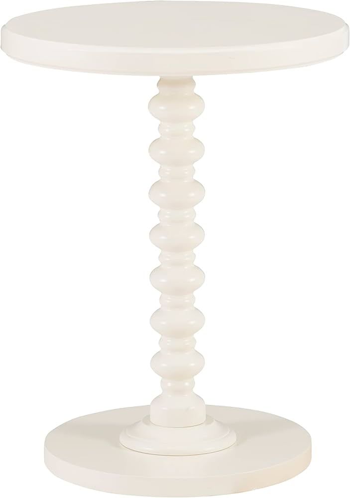 Powell White Tarkin Round Turned Spindle Pedestal Side Accent Table | Amazon (US)