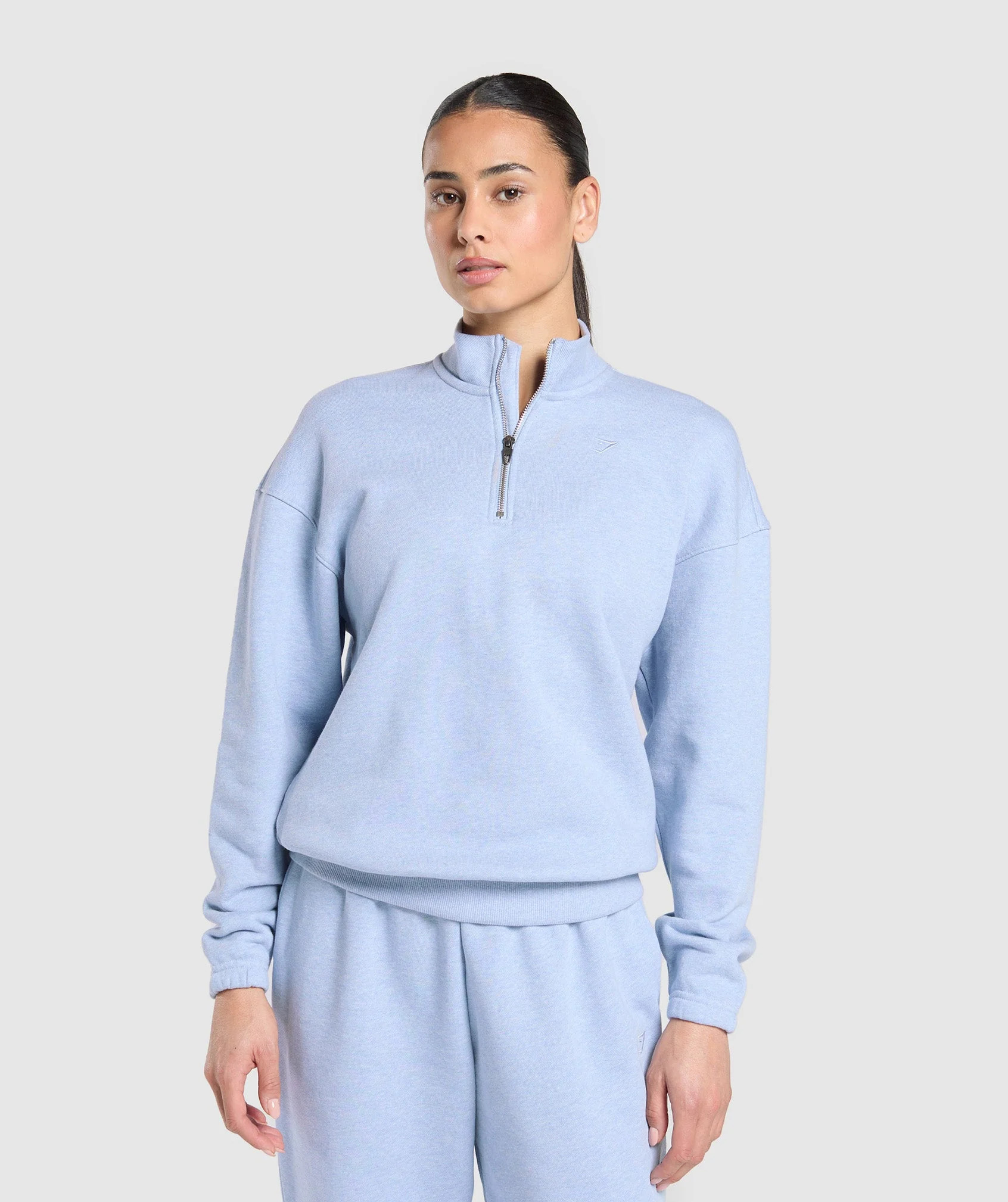 Gymshark Rest Day Sweats 2.0 1/4 Zip Pullover - Blue Marl | Gymshark CA