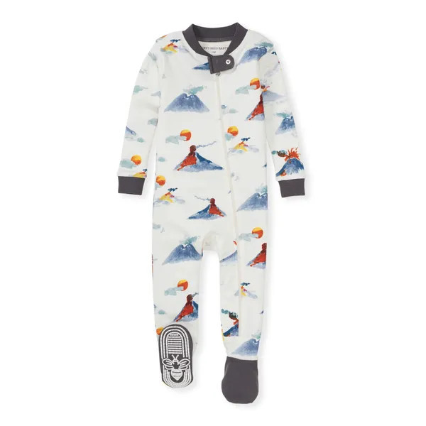 Mt Vesuvius Organic Baby Zip Front Snug Fit Footed Pajamas | Burts Bees Baby