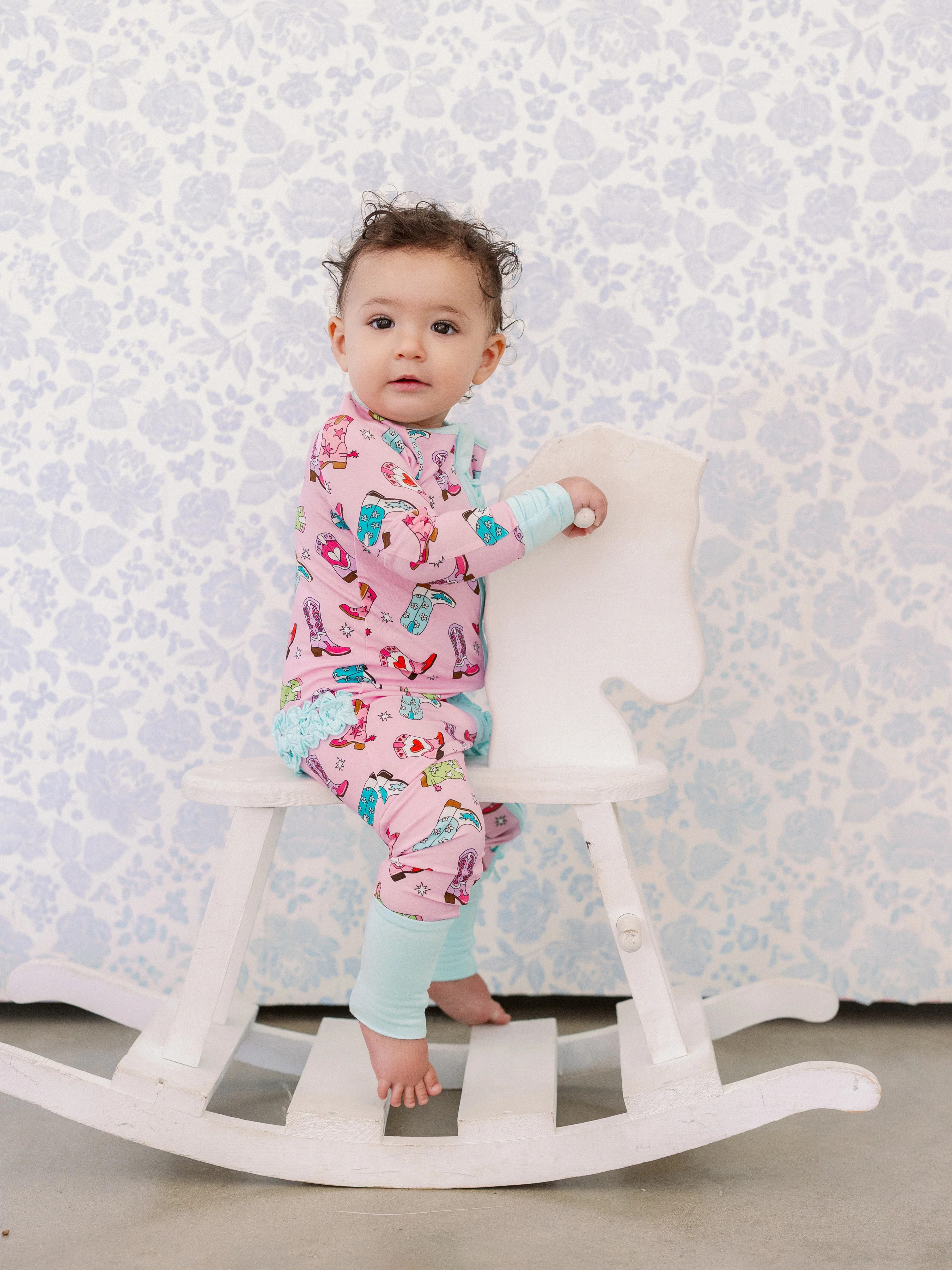 Girlie Boots Bamboo Ruffle Romper | Poppy Kids Co