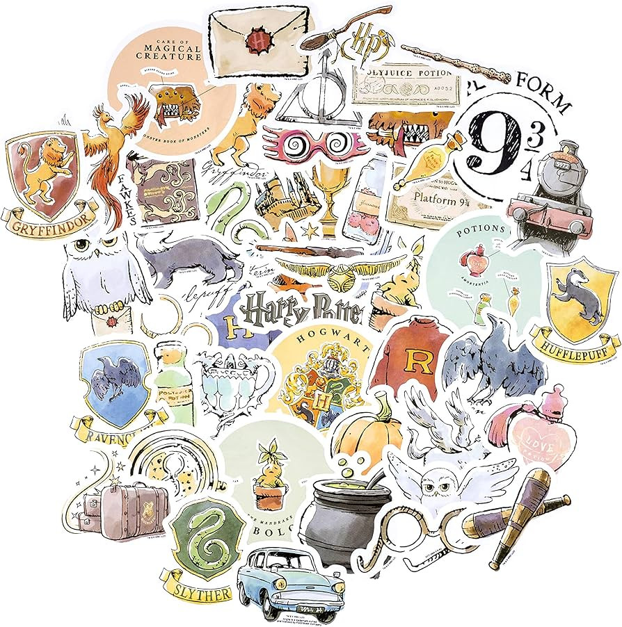 Conquest Journals Harry Potter Watercolor Vinyl Stickers, Set of 60 Unique Stickers Including 5 H... | Amazon (US)