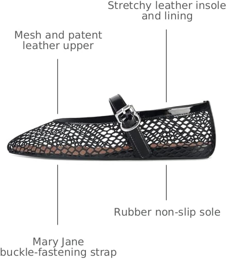 MICIFA Women's Mesh Ballet Flats Fishnet Ballerina Flats Buckle Strap Mary Jane Causal Daily Dres... | Amazon (US)