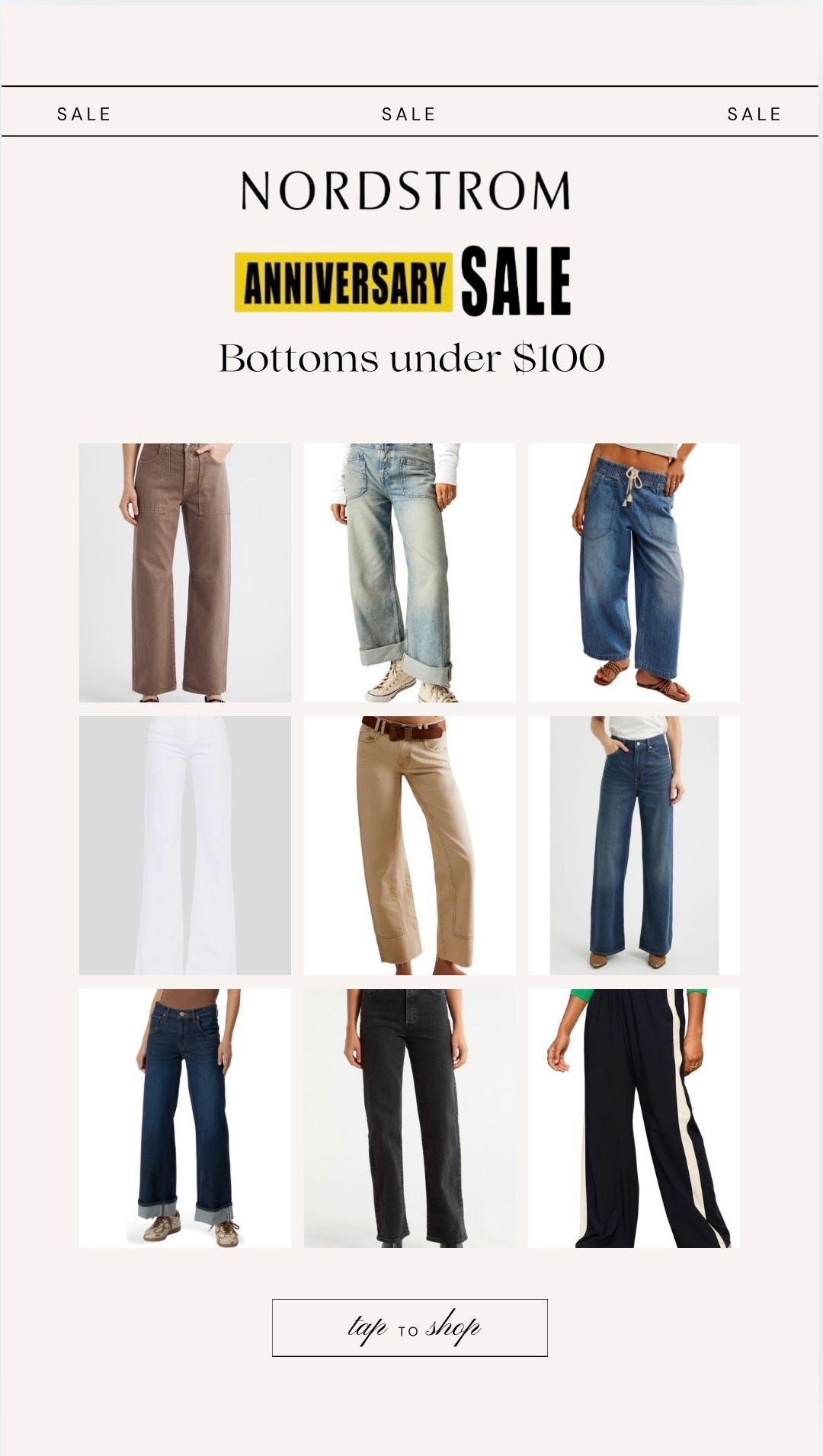 NSALE bottoms under $100 #NSale #NordstromStyle ￼

#LTKSeasonal #LTKSaleAlert