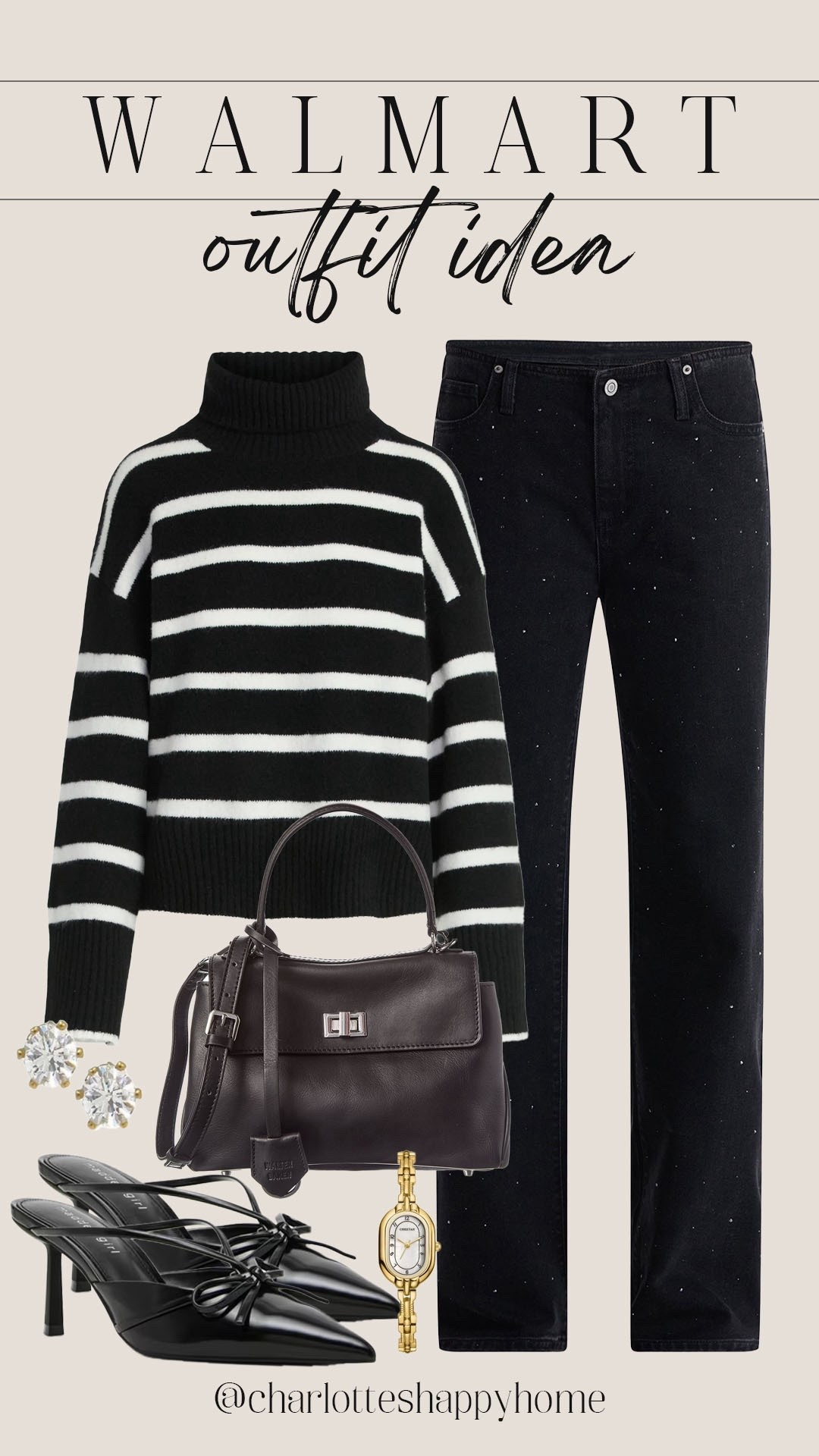 Chic outfit idea for holiday and winter events - all from Walmart! 

#walmartfashion

Walmart finds. Walmart fashion. Walmart new arrivals. Walmart black white striped sweater. Walmart style. Walmart winter style. Walmart holiday style. Walmart black shimmer jeans. Walmart designer style handbag. Black trendy designer style handbag. Elevated casual winter outfit idea  

#LTKFindsUnder50 #LTKHoliday #LTKootd