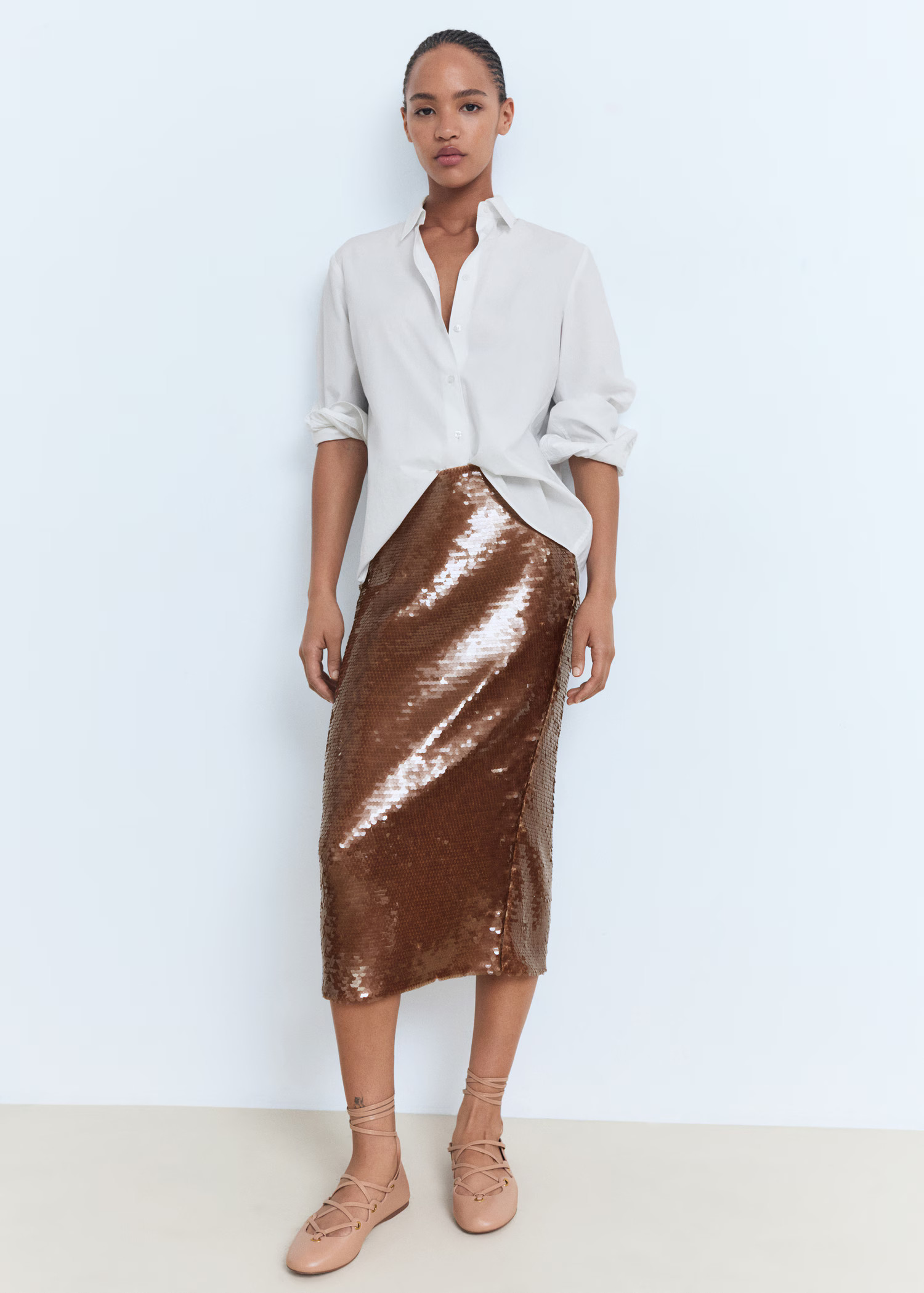 Sequinned midi-skirt - Women | MANGO United Kingdom | MANGO (UK)