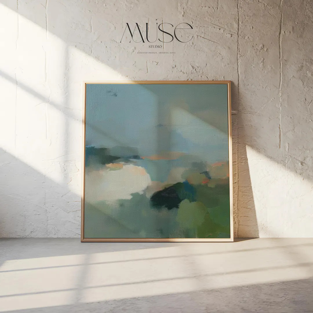 Large Abstract Wall Art by Muse Studio • Square Canvas in Sage Green & Blue • Soft Contempora... | Etsy (US)