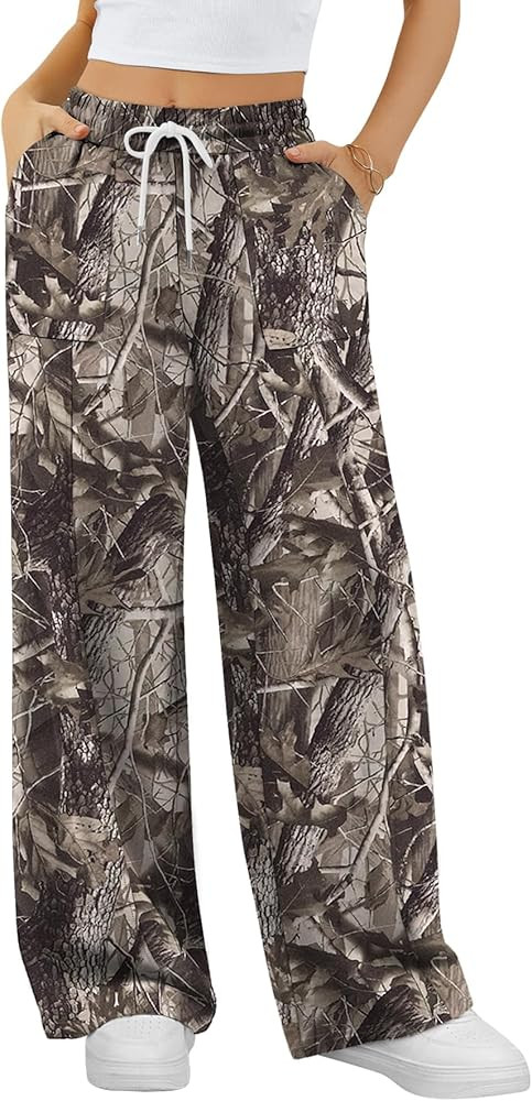 ALIMASHA Wide Leg Sweatpants Women Baggy Lounge Casual Pajama Pants 2026 Teen Girl Jogger Sweat P... | Amazon (US)