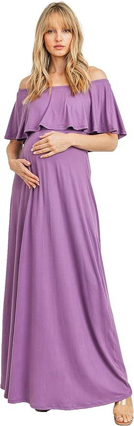 Maternity Dress Off Shoulder Maxi Pregnant Women Baby Shower Photoshoot | Amazon (US)