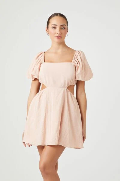 Cutout Puff-Sleeve Mini Dress | Forever 21