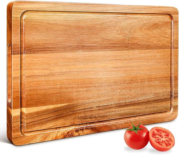 Wood Cutting Boards,Large Acacia Wooden Chopping Board for Kitchen, Reversible Charcuterie Boards... | Amazon (US)
