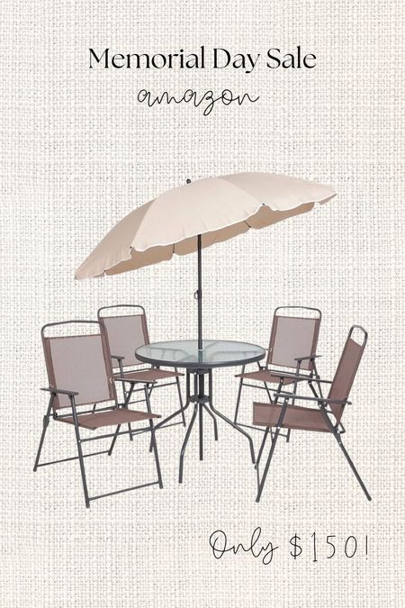 Memorial day sale, Amazon patio furniture, home decor, outdoor furniture, table, and chairs with attached umbrella, Nantucket style coastal grandmother grand millennial home, decor 50% off patio furniture

#LTKSeasonal #LTKSaleAlert #LTKHome