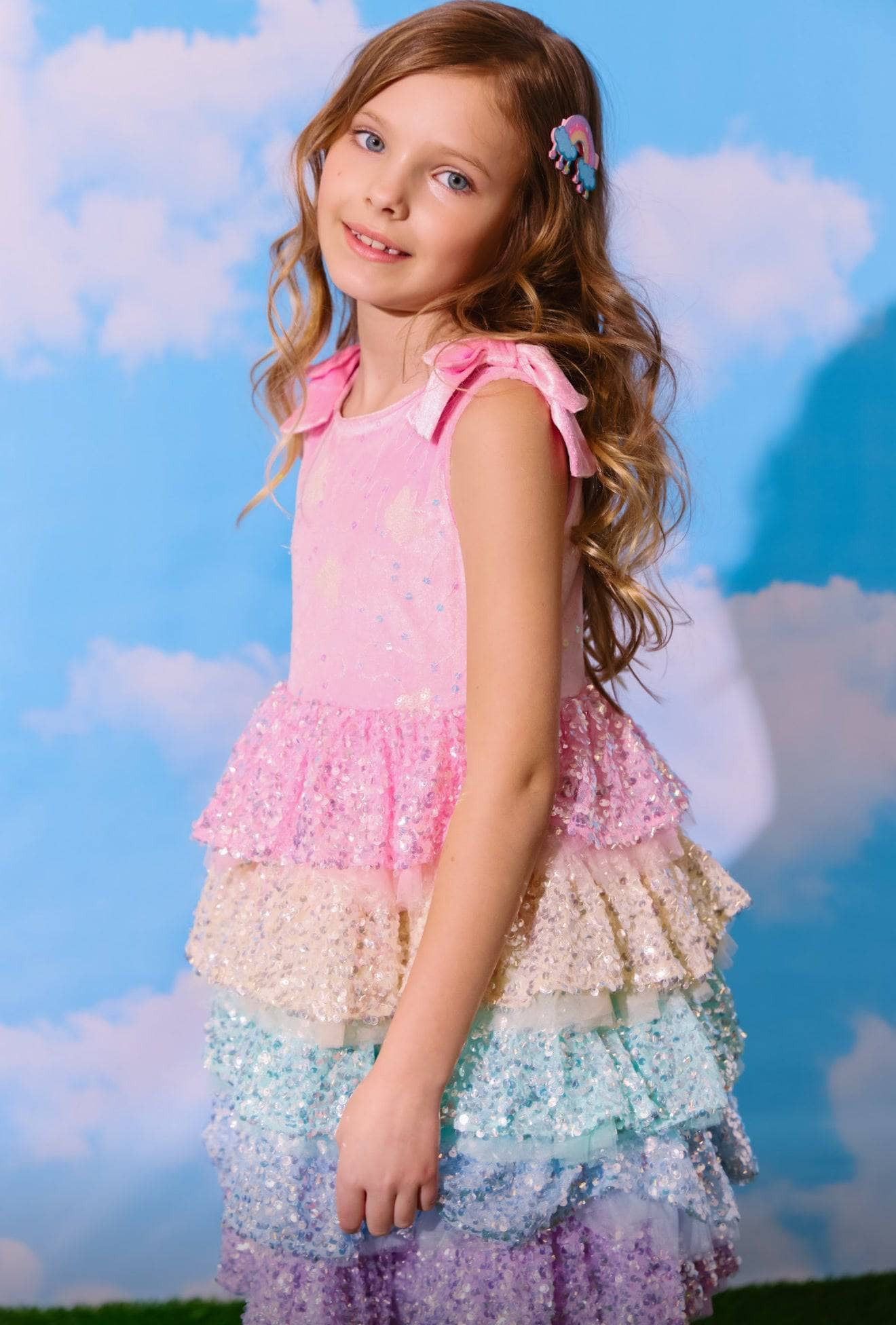 Rainbow Sequin Tiered Butterfly Dress 4 | Lola + The Boys