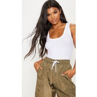 White Fitted Rib Tank Top | PrettyLittleThing CAN