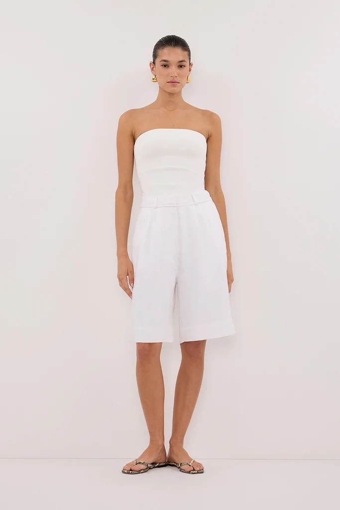 KAYLA WHITE LINEN BERMUDA SHORT | DISSH