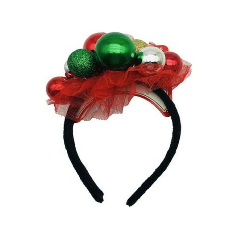 Holiday Time Festive Ornament Headband, for Women and Teens, Multi-Color Red / Green | Walmart (US)