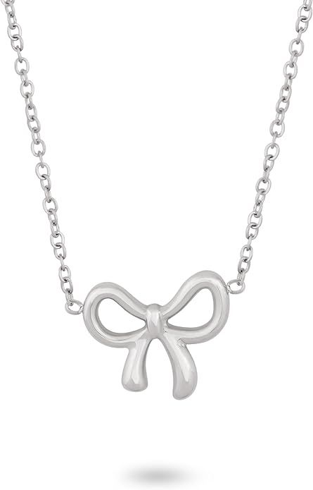 Dainty Simple Gold Plated Bow Pendant Necklaces for Women | Amazon (US)