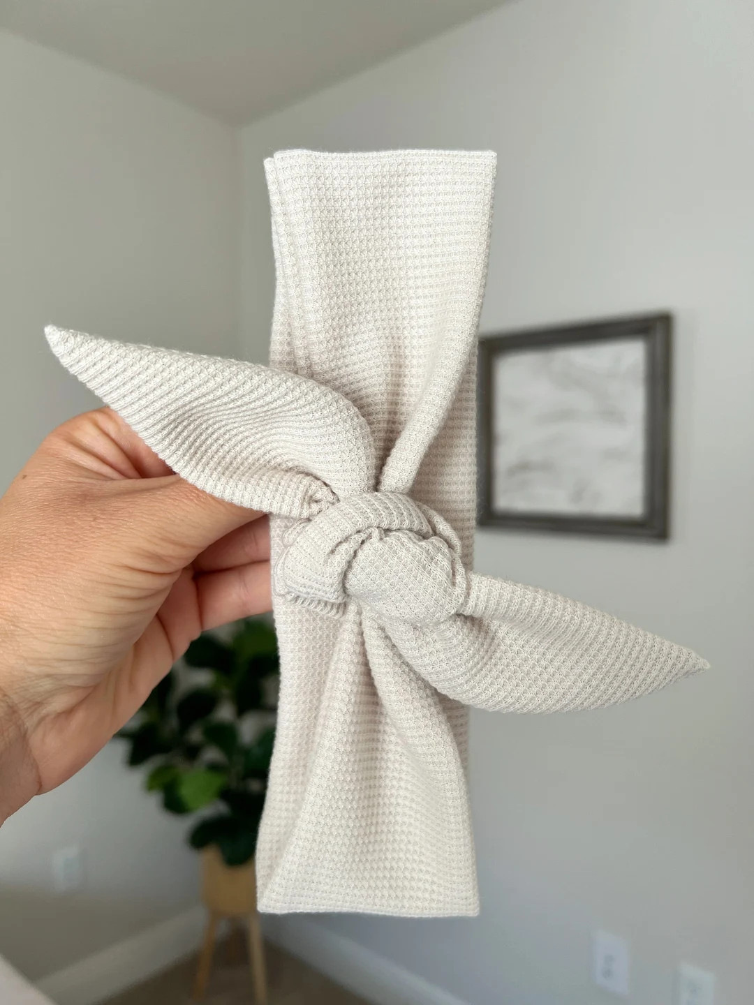 Personalized Cream Waffle Tie Headband, Headbands for Women, Nurse Headband, Yoga Headband, Neutr... | Etsy (US)