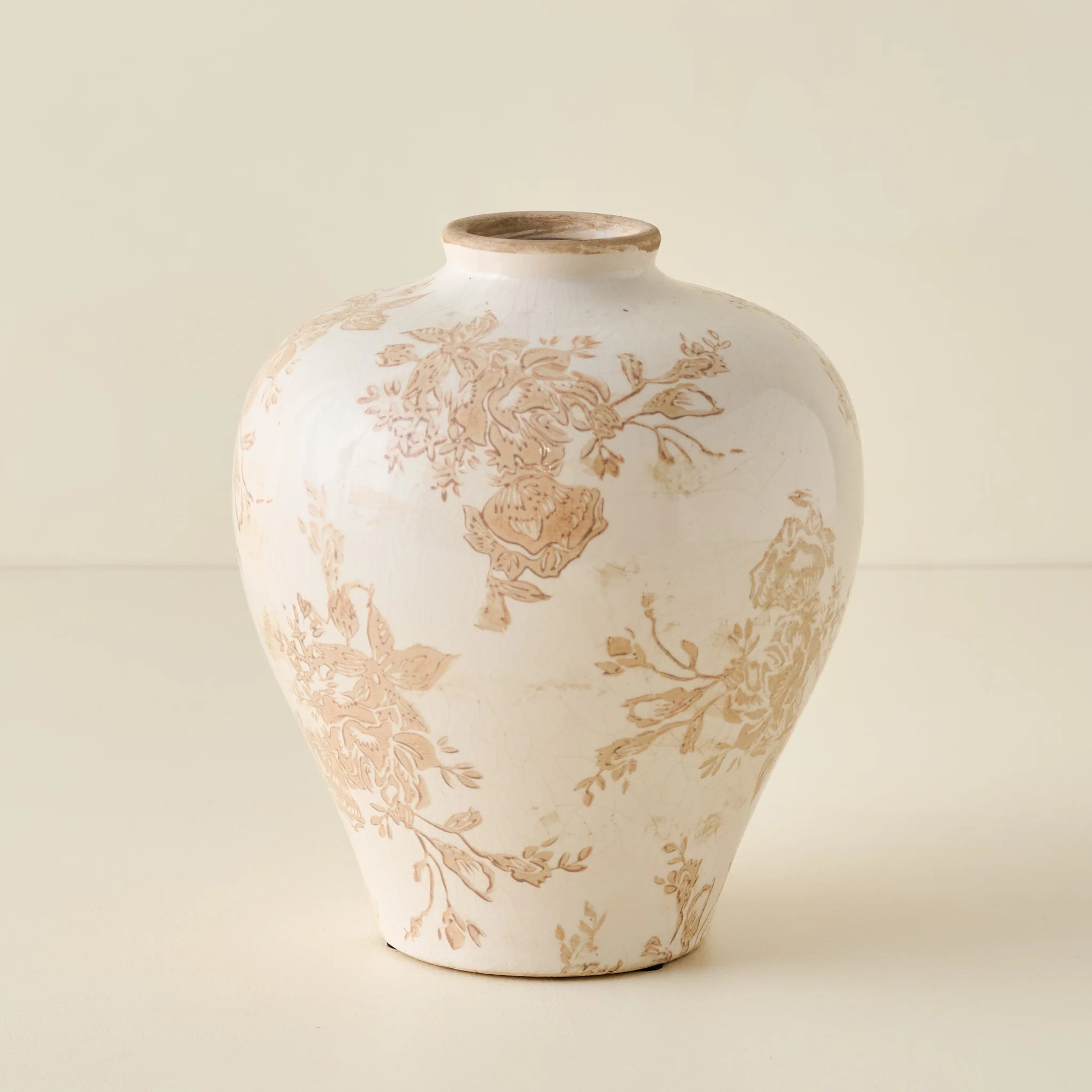 Taupe Distressed Floral Vase | Magnolia