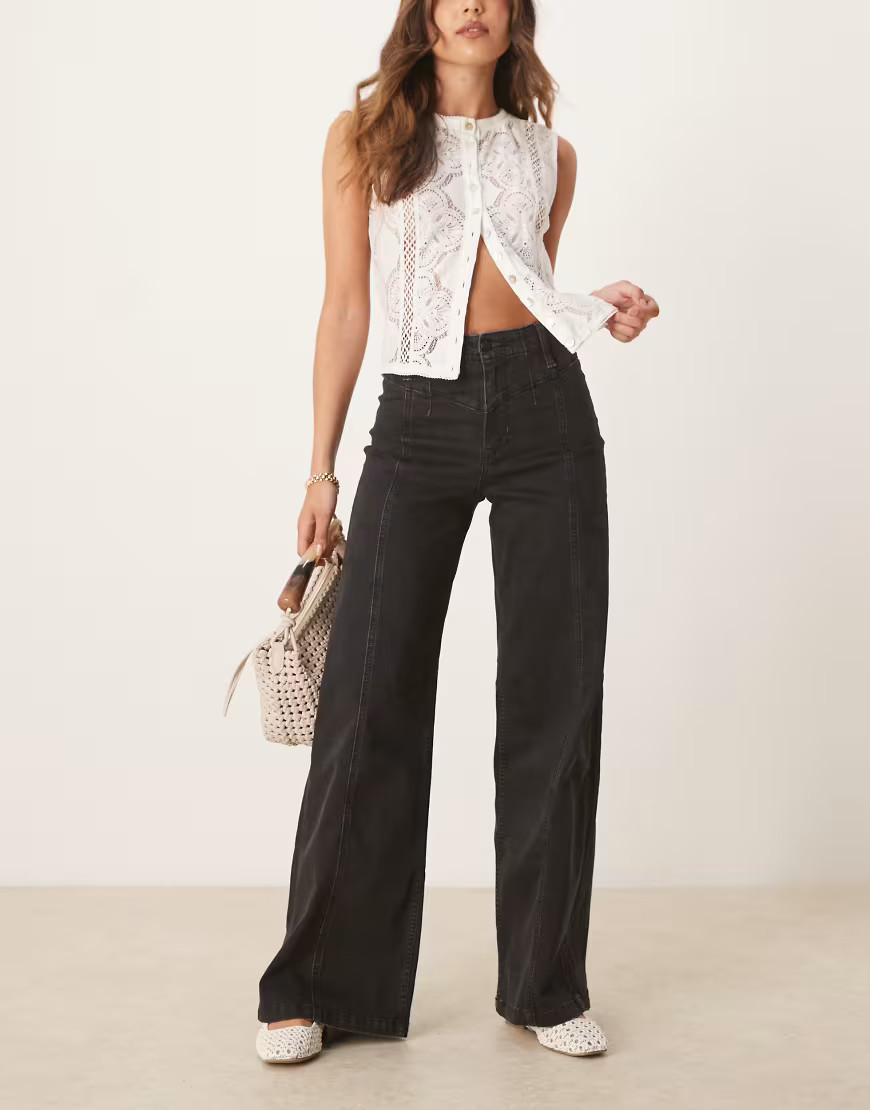 Free People libre wide leg jean in cafe noir-Black | ASOS (Global)