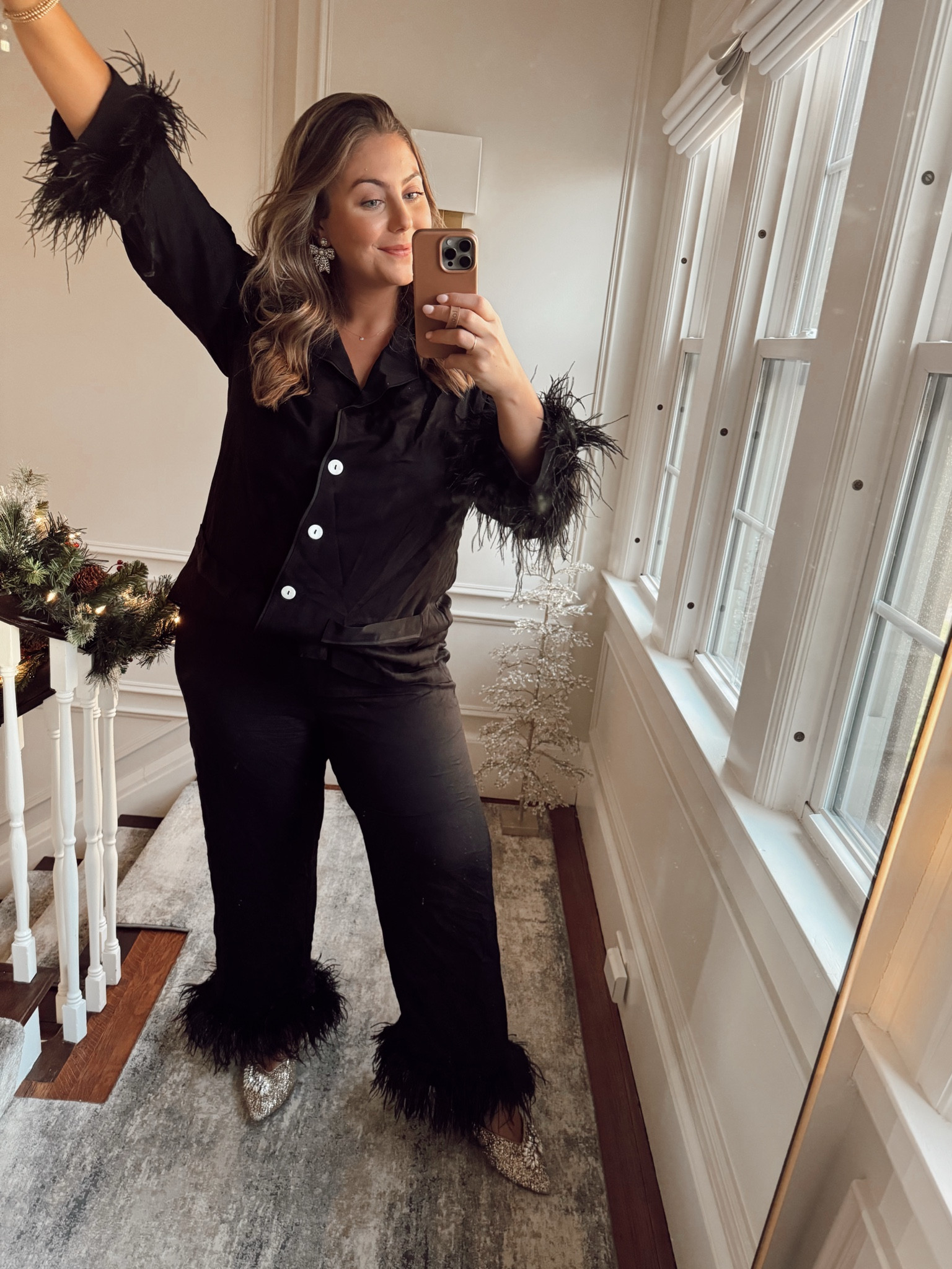 Holiday outfit inspo! Staying in for NYE? This cozy pajama set is perfect - wearing size 2X. Sharing similar styles. 

#LTKParties #LTKHoliday #LTKMidsize