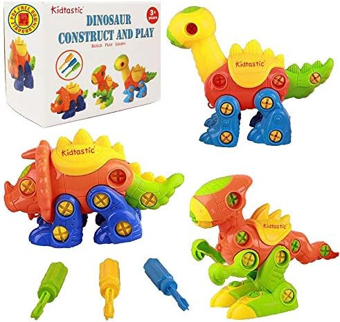 Kidtastic Dinosaur Toys, STEM Learning (106 pieces), Take Apart Fun (Pack of 3), Construction Eng... | Amazon (US)