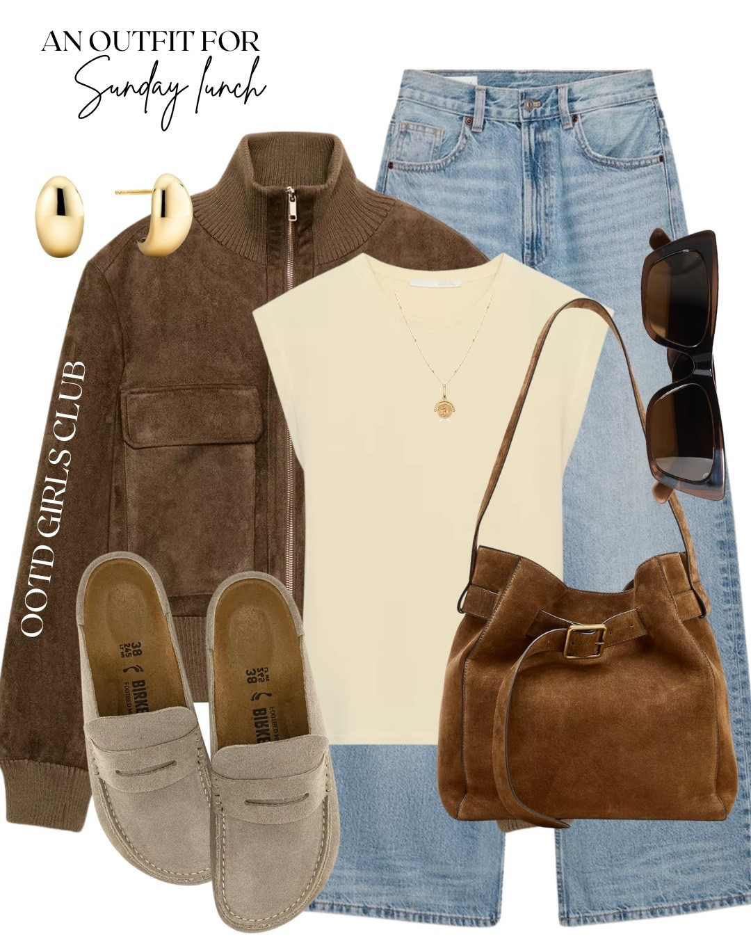Spring Sunday lunch outfit idea - suede jacket - Birkenstock Naples - butter yellow 

#LTKeurope #LTKshoecrush #LTKSeasonal
