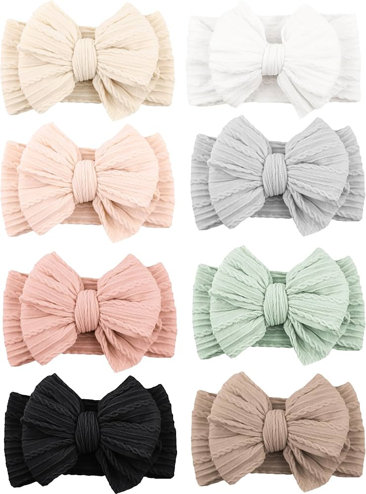 Niceye Handmade Baby Headbands Soft Stretchy Nylon Hair Bands with Bows for Newborn Infant Baby T... | Amazon (US)