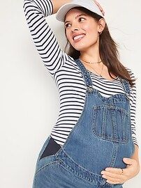 Maternity Side-Panel Slouchy Jean Short Overalls -- 5-inch inseam | Old Navy (US)