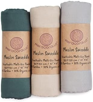 Meracorallo Muslin Swaddle Blanket Silky Soft Receiving Blanket Neutral Swaddle Wrap for Baby Boy... | Amazon (CA)