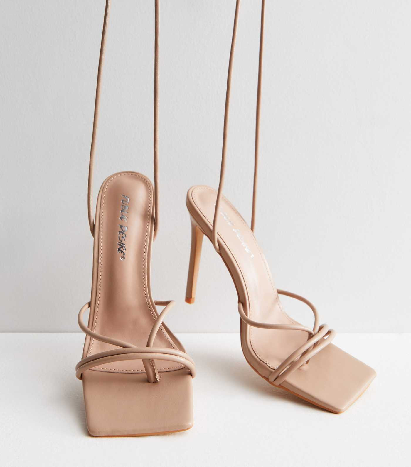 Public Desire Mink Tie Strappy Stiletto Heel Sandals | New Look | New Look (UK)